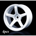 MST Rc Car Velg 5 Spokes Wheel Offset 5 White 1/10 Drift Rims 4pcs 832004W