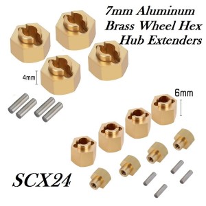 Wheel Hex widener extender 7mm alloy brass axial SCX24 1/24