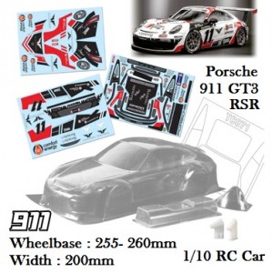 Body Shell Porsche 911 GT3 RSR 1/10 Rc Rally Drift Car Hsp Kyosho